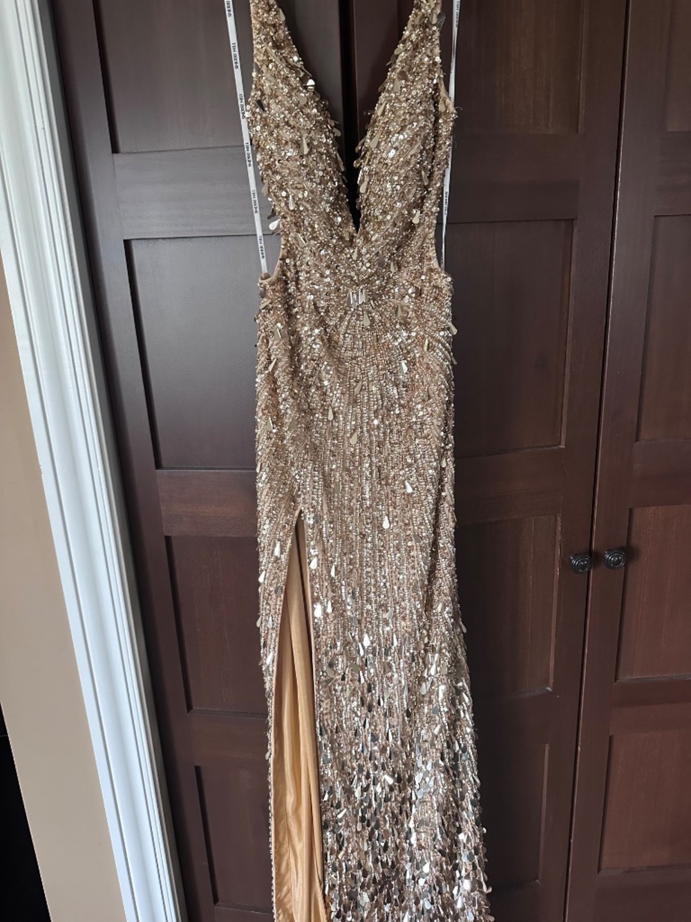 2026 Sherri Hill Gold beaded prom dress - Picture 6 of 10